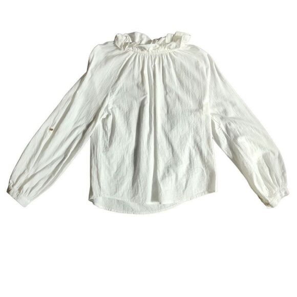 Grifflin Paris Women’s White Cotton Long-sleeved Ruffled Neck Size Small - Picture 1 of 12